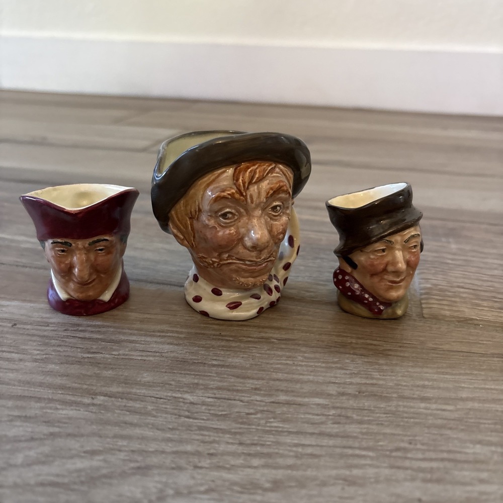 3 Miniature Toby‎ Mugs- Sandland England - Lancaster, Hand Painted